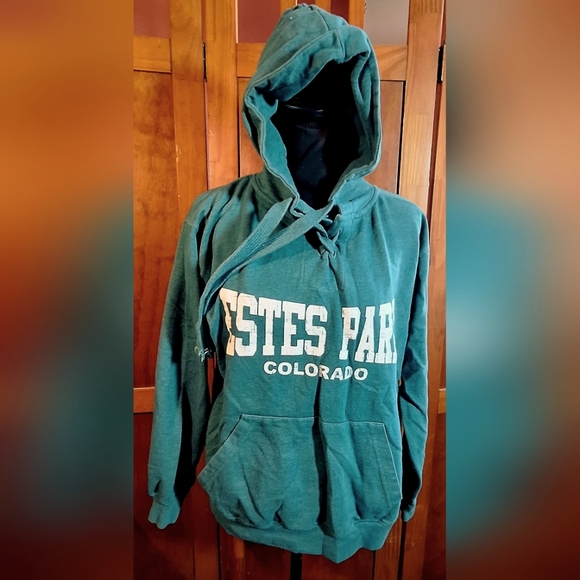 ESY SURF CO. Estes Park Colorado Teal Hoodie woth Kangaroo Pocket - Picture 5 of 6